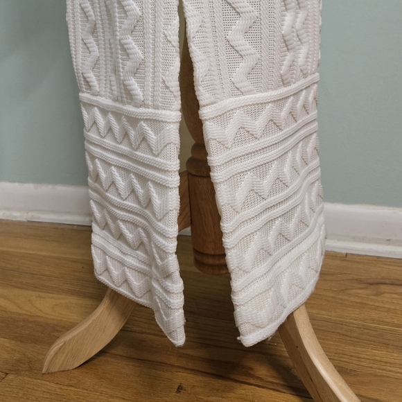 Vintage 70s White Knit Mockneck Full Length Maxi Sweater Dress With Gold Belt - Picture 7 of 10